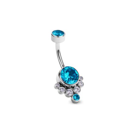 AQUA CUBIC ZIRCONIA NAVEL BANANA