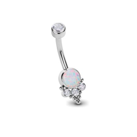 WHITE OPAL AND CLEAR NAVEL BANANA titanium jewelry piercing