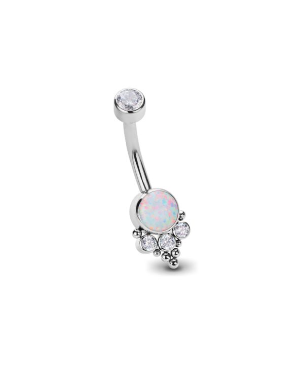 WHITE OPAL AND CLEAR NAVEL BANANA titanium jewelry piercing