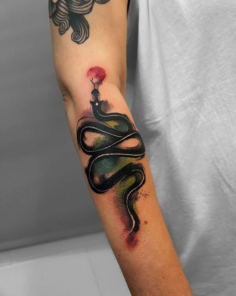 watercolor snake tattoo